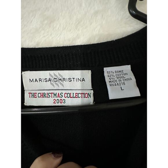 Vintage Marisa Christina Christmas 2003 Black Sweater L - Picture 5 of 8